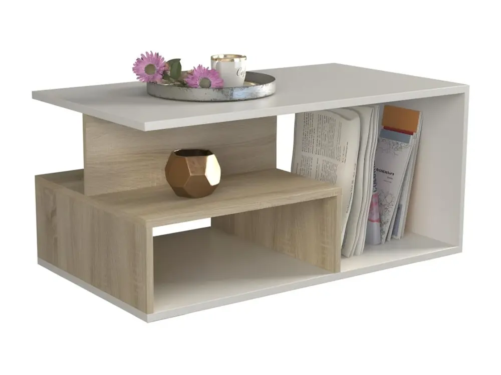 SIENNE | Table basse novateur | Table à café salon chambre bureau | Plateau 90x51x1,6 | Design minimaliste