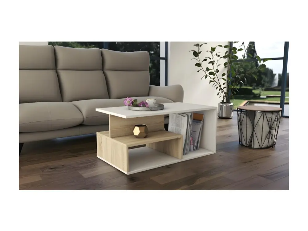 SIENNE | Table basse novateur | Table à café salon chambre bureau | Plateau 90x51x1,6 | Design minimaliste