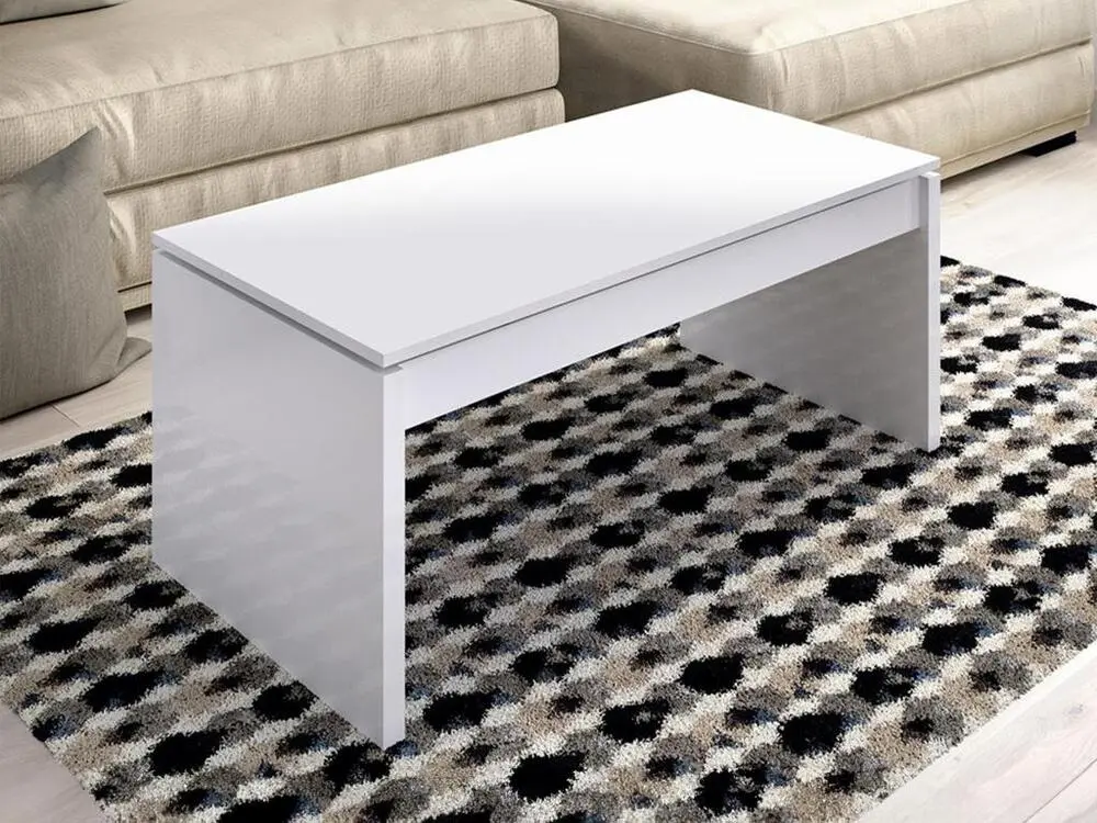 Table basse avec plateau relevable BASTIAN - Coloris Blanc