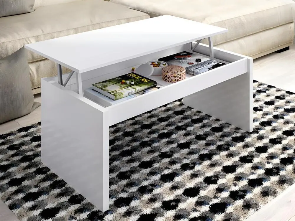 Table basse avec plateau relevable BASTIAN - Coloris Blanc