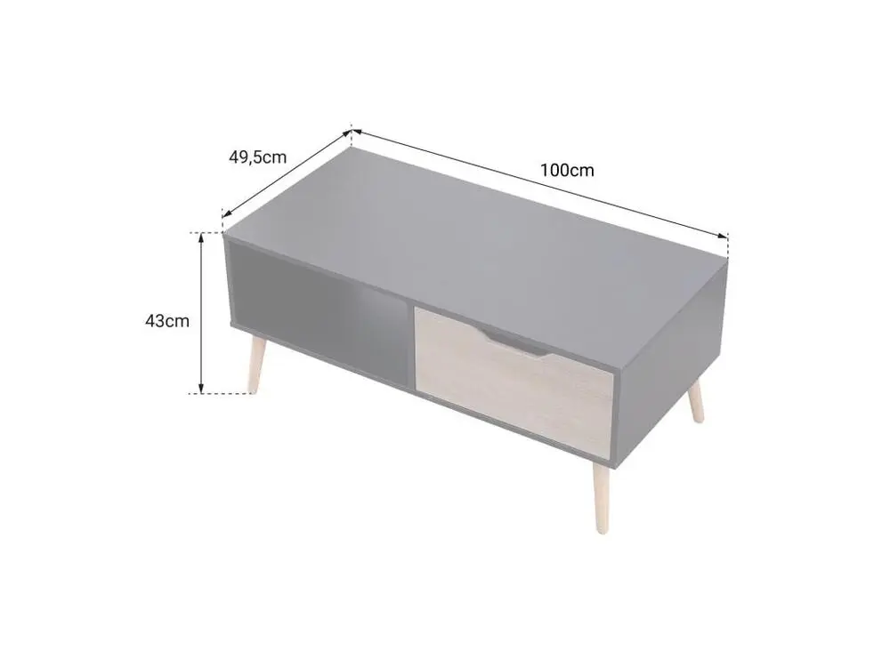 Table basse avec tiroir style scandinave blanche FREJA