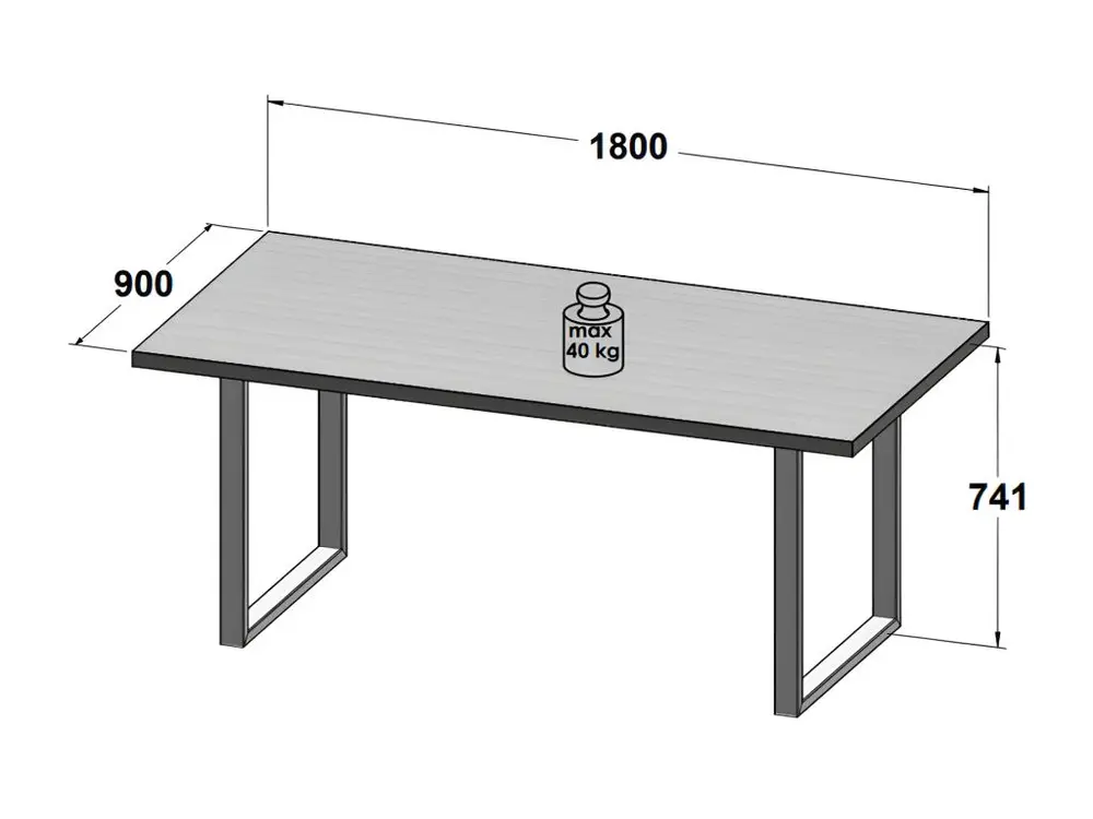 Table de repas L180 cm plateau chêne pieds luge métal noir - CORSE 02