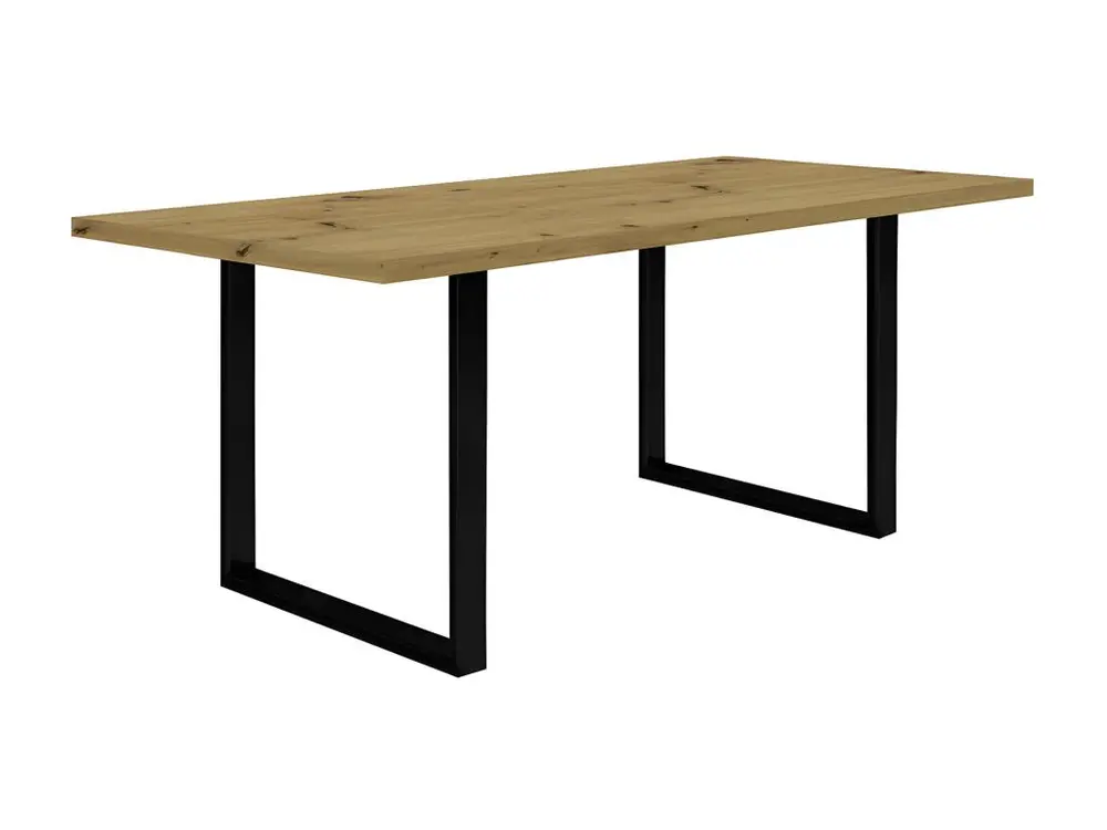Table de repas L180 cm plateau chêne pieds luge métal noir - CORSE 02