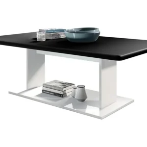 Table de salon table basse en blanc avec plateau de dessus en noir mat 40 x 120 x 70