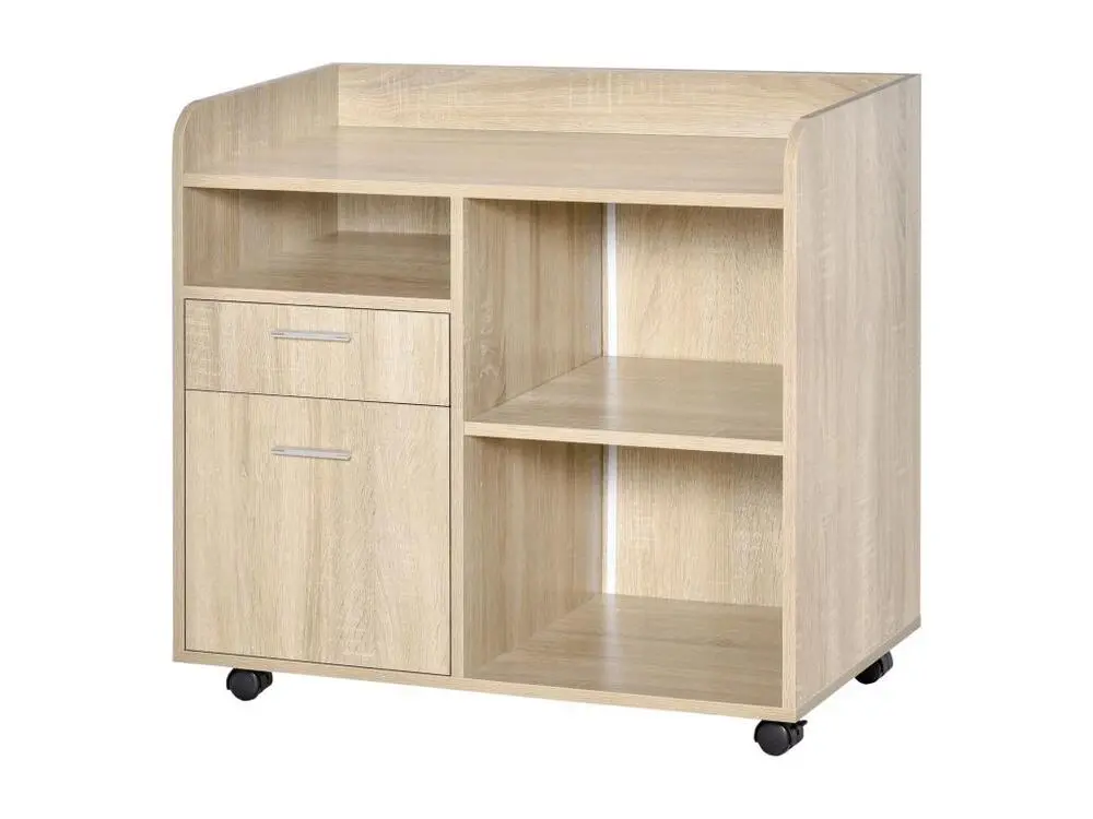 Vinsetto Support d'imprimante - caisson organiseur bureau - 3 niches, 2 tiroirs, gros plateau - panneaux particules c...