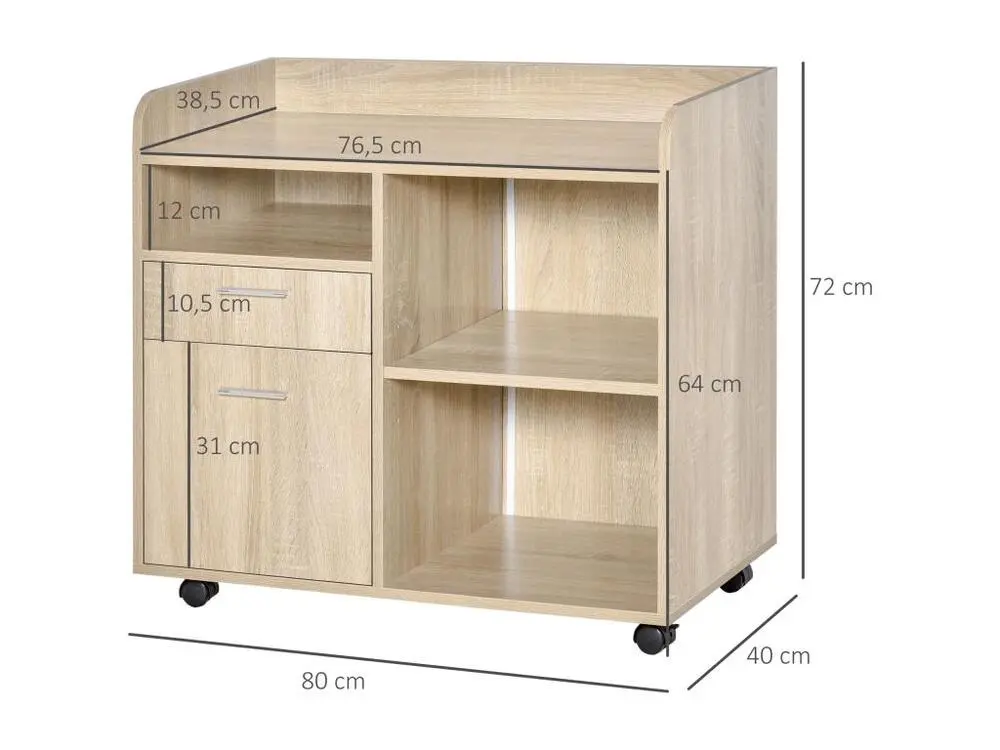 Vinsetto Support d'imprimante - caisson organiseur bureau - 3 niches, 2 tiroirs, gros plateau - panneaux particules c...