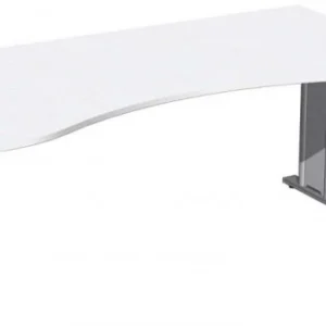 geramöbel Bureau ergonomique réglable en hauteur couvre-pied en C en option 1800x1000x680-820 blanc/argent N-647337-WS se...