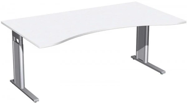 geramöbel Bureau ergonomique réglable en hauteur couvre-pied en C en option 1800x1000x680-820 blanc/argent N-647337-WS se...