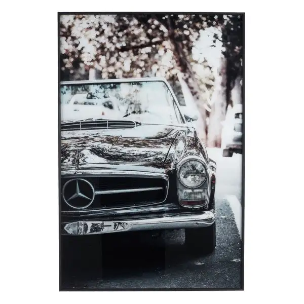 Élancé Cadre Mural Cabriolet Mercedes Vintage en Noir et Blanc