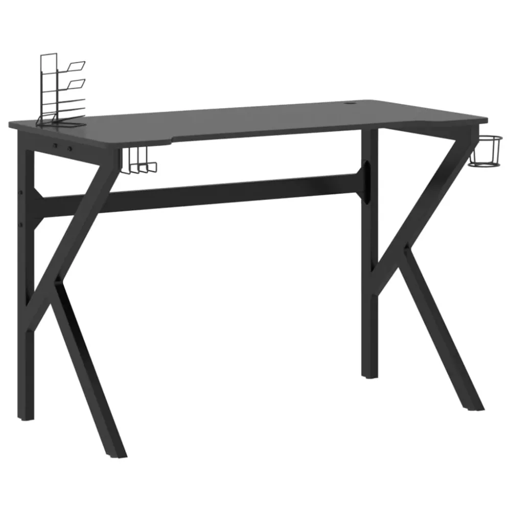 Bureau table poste de travail meuble d'ordinateur informatique étude de jeu avec pieds en forme de K 110 x 60 x 75 cm noir...