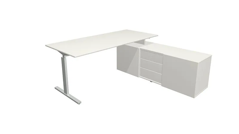 Kerkmann poste de travail complet Form 2 bureau 180 x 80 cm x 74 cm buffet 160 x 50 x 58 cm blanc 11026210 se fournir à ba...