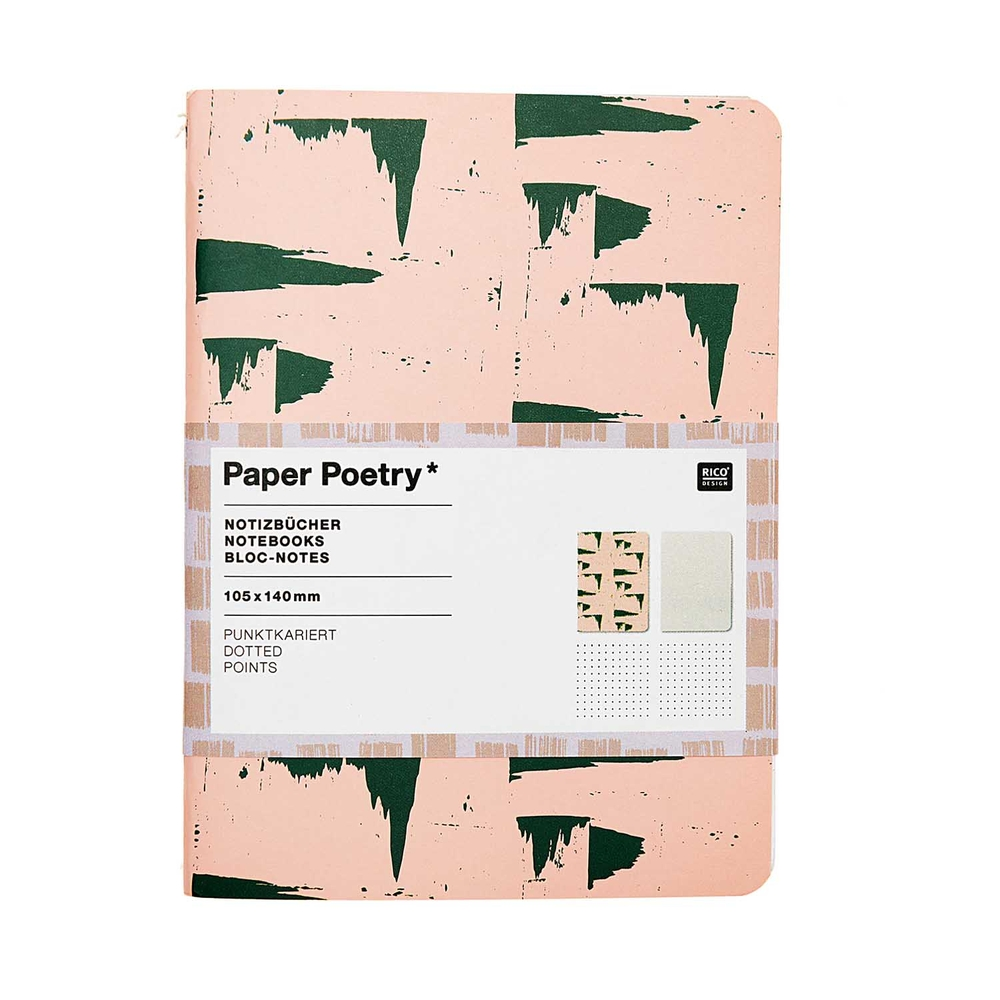 Bloc notes A6, Vive la Nature, rose et gris, 40 pages (set de 2) Rico Design