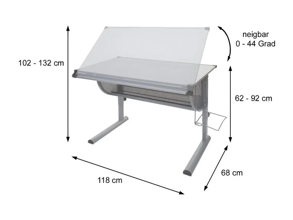 Bureau enfant Oxford, plateau inclinable, hauteur r?glable, vert