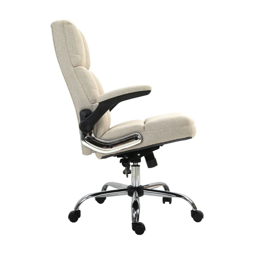 Chaise de bureau pivotante réglable en hauteur en tissu marron net forme ergonomique 04_0001877
