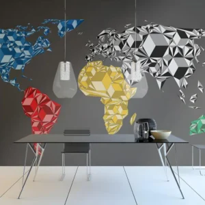 Papier peint intissé Carte du monde Map World - chatoyant solids : Taille - 400 x 309 cm