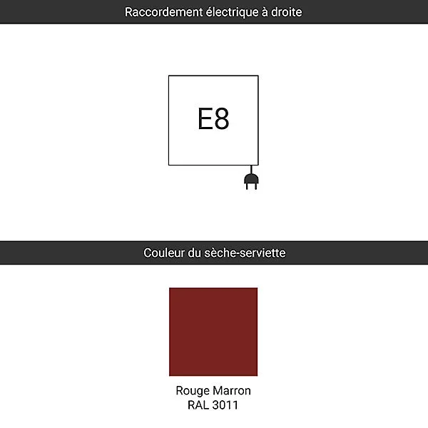 Sèche-serviette électrique rouge brun 900mm de haut - 600mm de généreux - 400 Watt - FIO900/600E83011