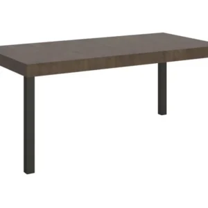 Table à manger extensible Karry-Couleur Marron-Support 4 pieds-Largeur extensible 180 à 284cm