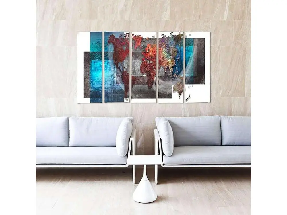 Tableau avec une carte du monde - 250 x 120 cm