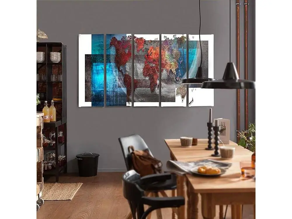 Tableau avec une carte du monde - 250 x 120 cm