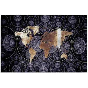 Tableau carte du monde abstraction - 120 x 80 cm