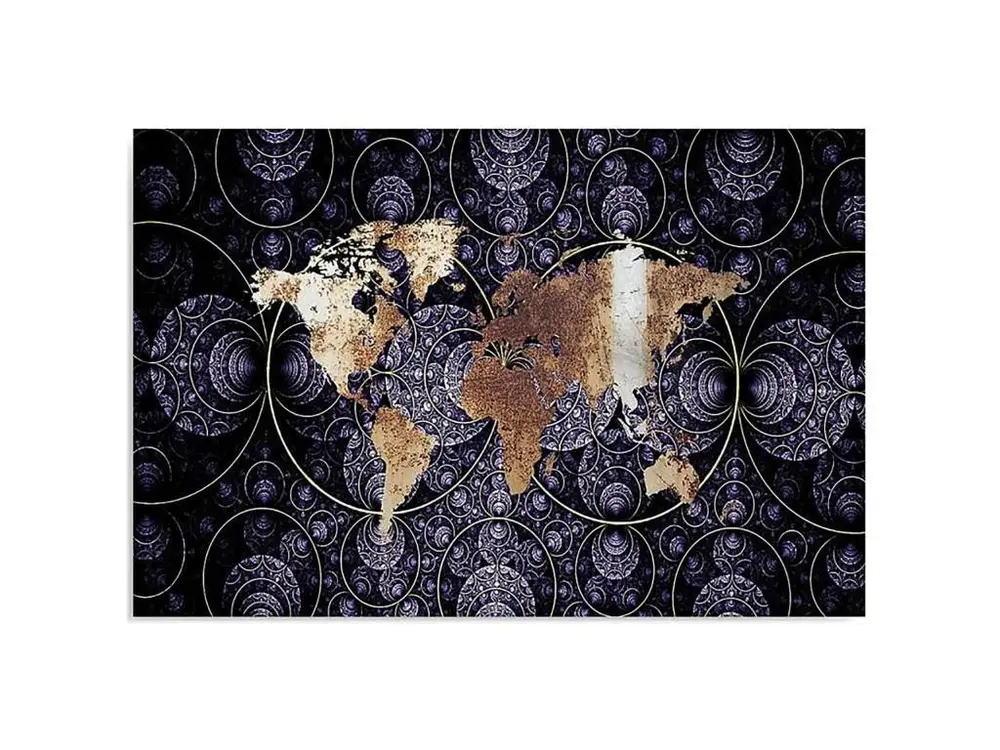 Tableau carte du monde abstraction - 120 x 80 cm