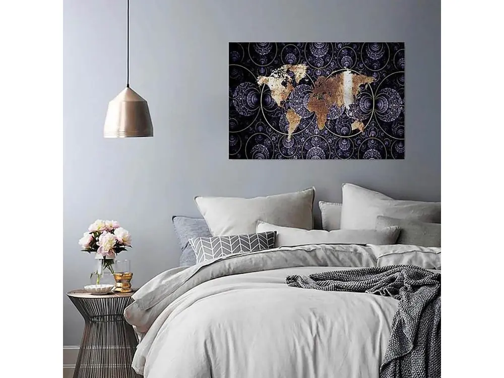Tableau carte du monde abstraction - 120 x 80 cm