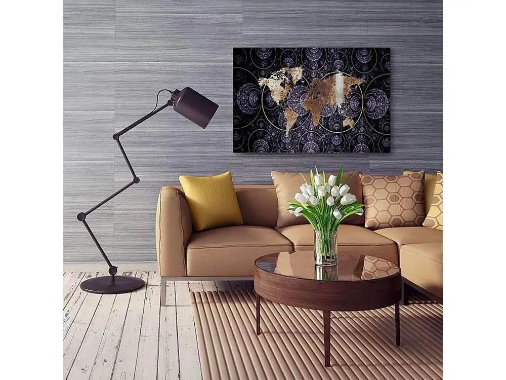 Tableau carte du monde abstraction - 120 x 80 cm