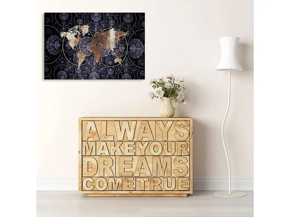Tableau carte du monde abstraction - 120 x 80 cm
