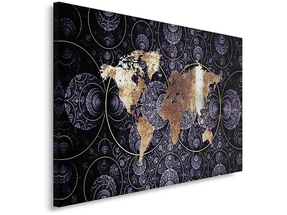 Tableau carte du monde abstraction - 120 x 80 cm