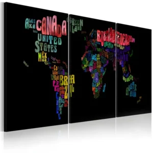 Tableau Cartes du monde Carte du monde - texte : Taille - 60 x 30 cm