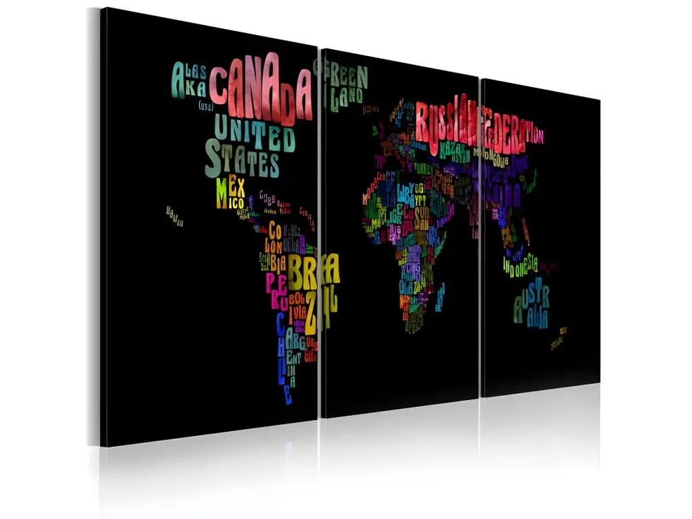 Tableau Cartes du monde Carte du monde - texte : Taille - 60 x 30 cm