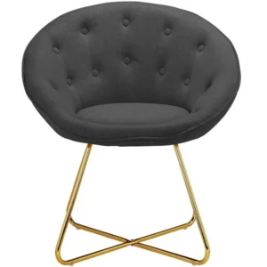 Chaise d'appoint rembourrée en tissu aspect laine anthracite pour 8 heures de travail