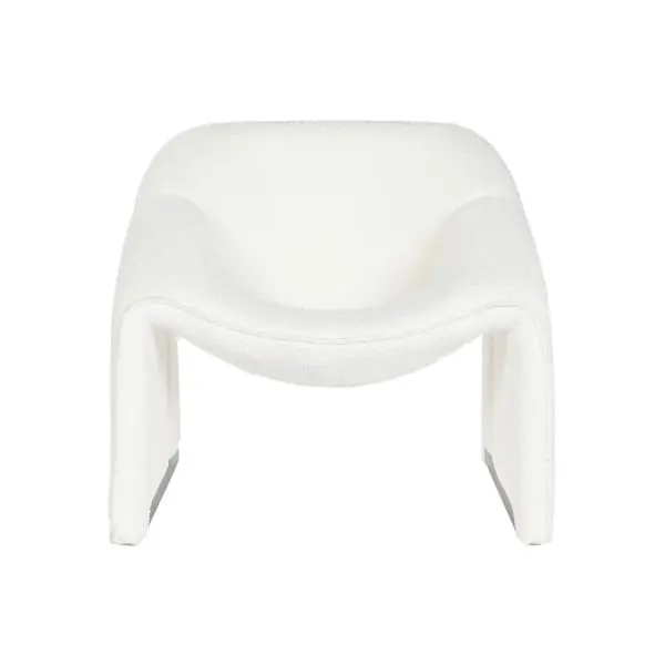 Canapé d'accueil Chaise Design Courbé Tissu Bouclette Blanc