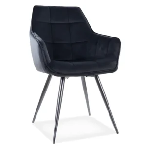 Canapé d'accueil Chaise design métal et velours noir Deli