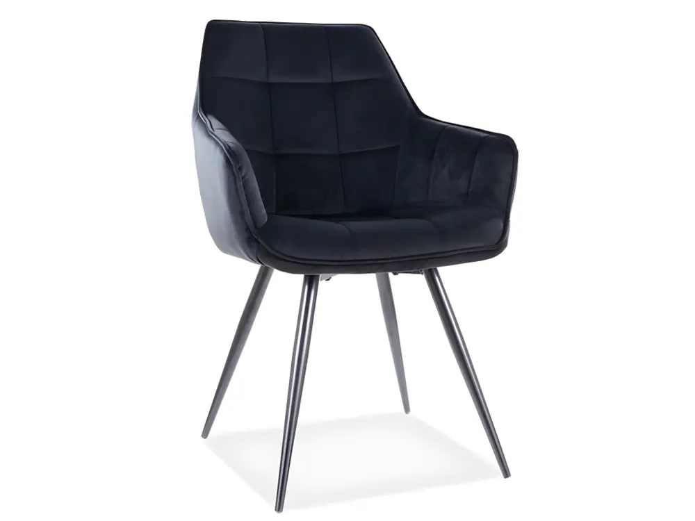 Canapé d'accueil Chaise design métal et velours noir Deli