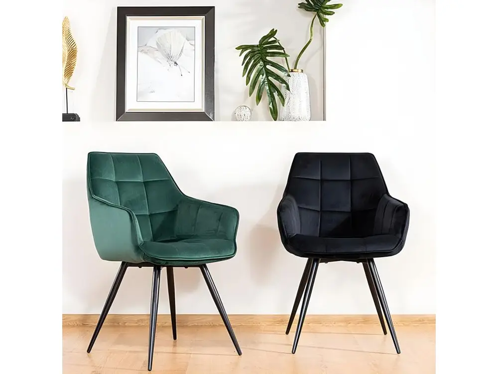 Canapé d'accueil Chaise design métal et velours noir Deli