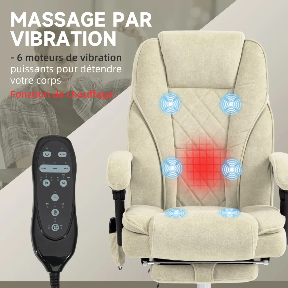 Canapé d'accueil Fauteuil de bureau massant et chauffant chaise de bureau chaise ergonomique avec hauteur réglable dossier...