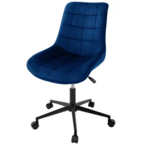 Canapé design Chaise de bureau à roulettes Bleu avec revêtement en velours et structure métallique ML-Design