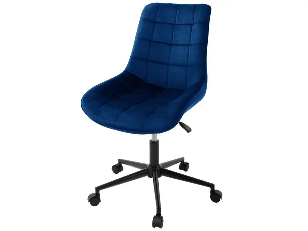 Canapé design Chaise de bureau à roulettes Bleu avec revêtement en velours et structure métallique ML-Design