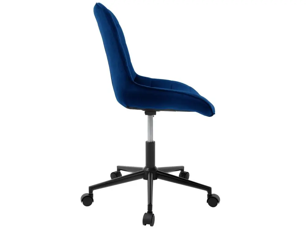 Canapé design Chaise de bureau à roulettes Bleu avec revêtement en velours et structure métallique ML-Design