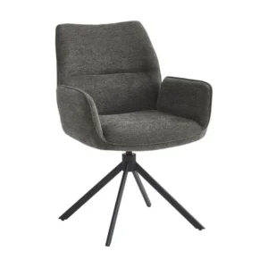 CARLOTTA - Lot de 6 Fauteuils de table Pivotants Tissu Coloris Gris Anthracite Certifié BIFMA