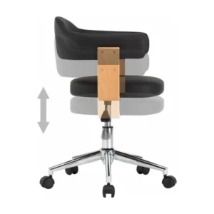 Certifié Bureau Chaise pivotante de bureau Noir Bois courbé et similicuir