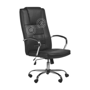 Chaise de bureau avec fonction de massage et chauffante noir GRANDEUR | Réglable en Hauteur