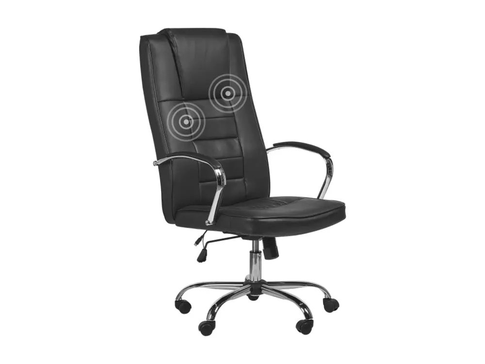 Chaise de bureau avec fonction de massage et chauffante noir GRANDEUR | Réglable en Hauteur