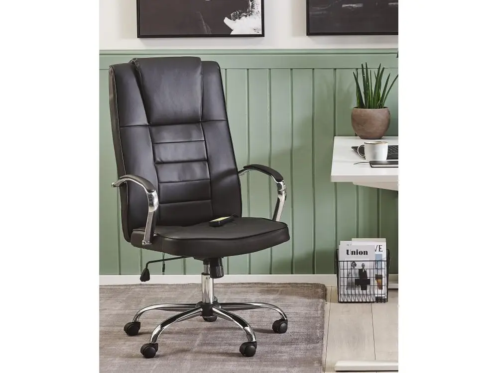 Chaise de bureau avec fonction de massage et chauffante noir GRANDEUR | Réglable en Hauteur