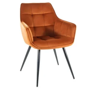 Chaise de bureau Chaise design métal noir et velours cannelle Deli