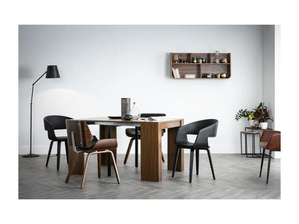 Chaise de bureau Chaise design noir et bois sombre RUBBENS