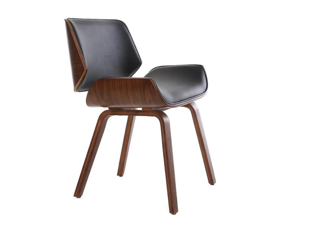 Chaise de bureau Chaise design noir et bois sombre RUBBENS