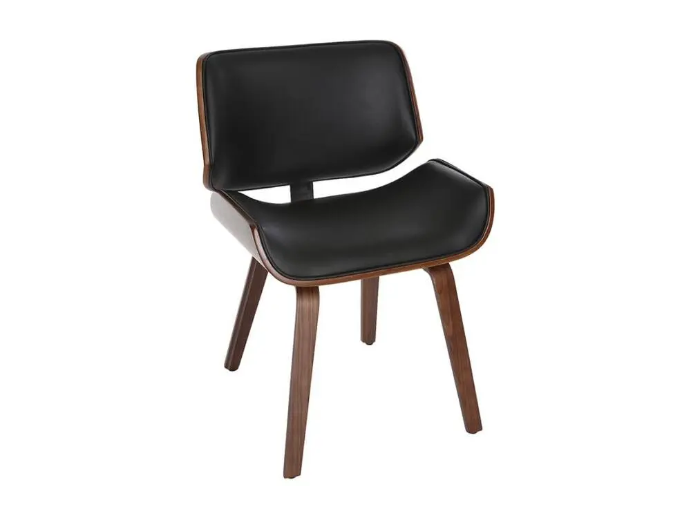 Chaise de bureau Chaise design noir et bois sombre RUBBENS