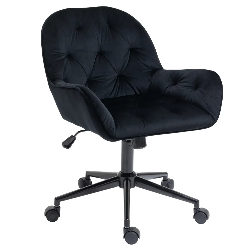 Chaise de bureau, fauteuil de bureau en aspect velours, siège pivotant à 360°, réglable en hauteur, dossier arrondi chaise...